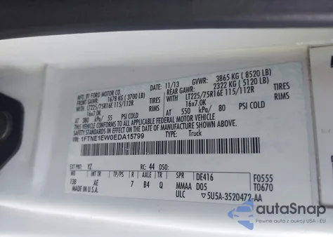 2014 Ford E-150 Commercial из США, поврежденный, VIN 1FTNE1EW0EDA15799